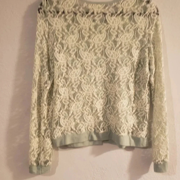 Ya Los Angeles Light Green Sheer Lace Top - Picture 4 of 4